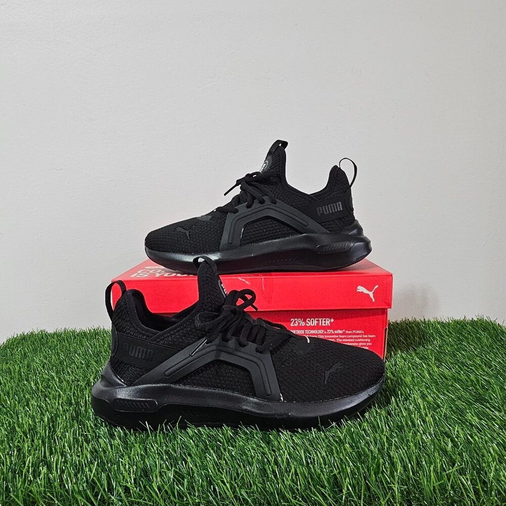 Puma Softride Enzo 5 Women's Shoes Size 8.5 - Black/ Black / Silver - 311213 12